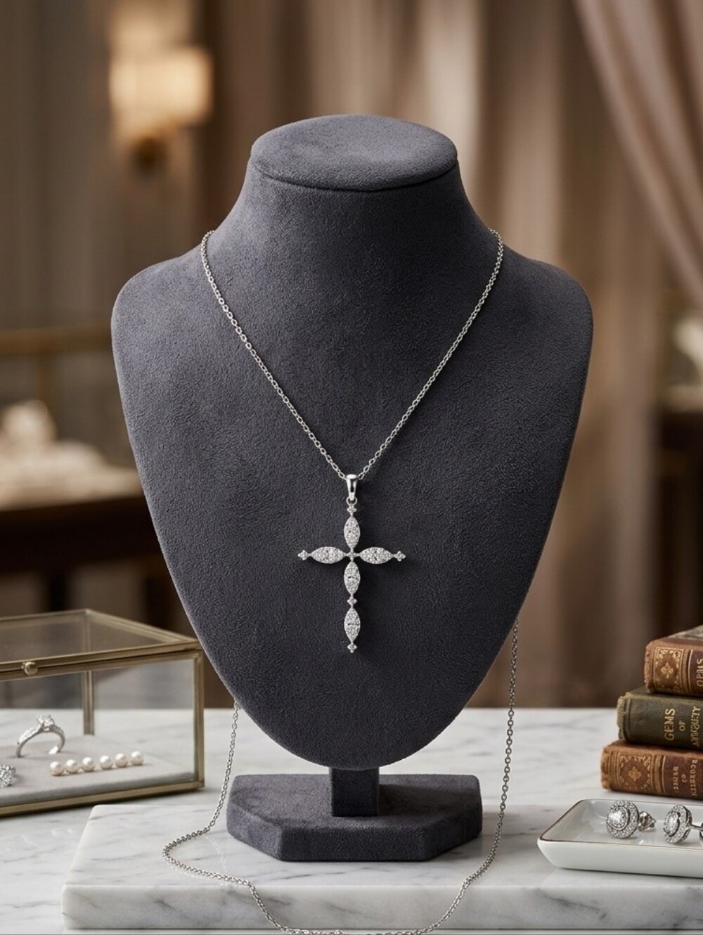 Prazana 0.35cttw Diamond Cross Necklace NEW
